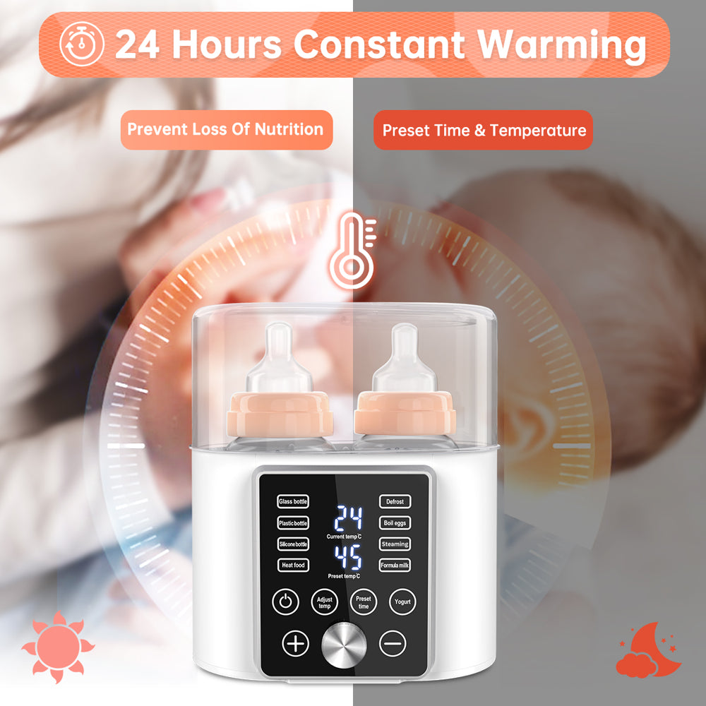 Baby Bottle Warmer, 12-In-1 Babies Fast Bottle Milk Warmer, Double